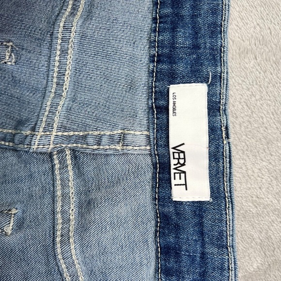 Vervet Jeans Women 32 Blue High Rise Flared Frayed Hem Medium Wash Stretch Denim - Picture 12 of 15